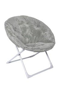 Cozy Grey Faux Fur Saucer Chair with Frame