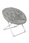 Cozy Grey Faux Fur Saucer Chair with Frame
