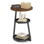 Modern Round Side Table with Metal Frame
