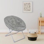 Cozy Grey Faux Fur Saucer Chair with Frame
