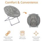 Cozy Grey Faux Fur Saucer Chair with Frame