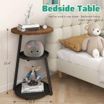 Modern Round Side Table with Metal Frame