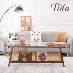 Boho Rattan Coffee Table with Storage Options