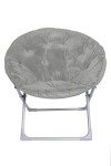 Cozy Grey Faux Fur Saucer Chair with Frame