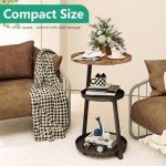 Modern Round Side Table with Metal Frame