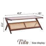 Boho Rattan Coffee Table with Storage Options