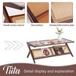 Boho Rattan Coffee Table with Storage Options