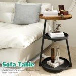 Modern Round Side Table with Metal Frame