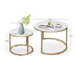 White Nesting Coffee Table Set with Golden Frame