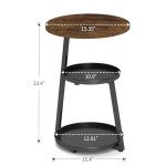 Modern Round Side Table with Metal Frame