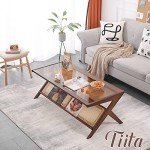 Boho Rattan Coffee Table with Storage Options