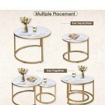 White Nesting Coffee Table Set with Golden Frame