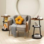 Modern Round Side Table with Metal Frame