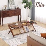 Boho Rattan Coffee Table with Storage Options