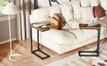 Slim Rustic Brown C Shaped Side Table Set