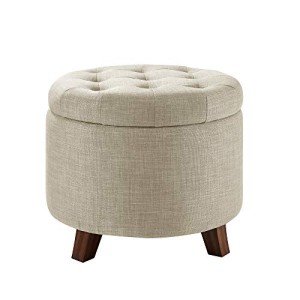 Tufted Round Upholstered Ottoman with Storage