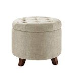 Tufted Round Upholstered Ottoman with Storage