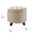 Tufted Round Upholstered Ottoman with Storage