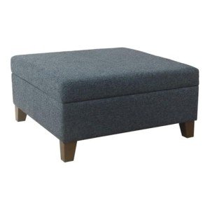 Luxury 32” Navy Storage Ottoman with Lift-Off Lid