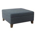 Luxury 32” Navy Storage Ottoman with Lift-Off Lid