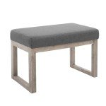27-Inch Grey Rectangle Ottoman Bench for Home