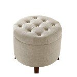 Tufted Round Upholstered Ottoman with Storage