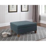 Luxury 32” Navy Storage Ottoman with Lift-Off Lid