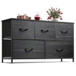 5-Drawer Fabric Dresser in Charcoal Black