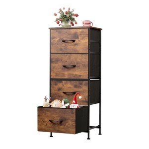 4-Drawer Fabric Dresser Tower with Wood Top