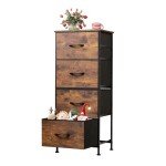 4-Drawer Fabric Dresser Tower with Wood Top