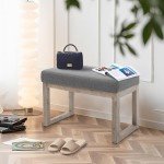 27-Inch Grey Rectangle Ottoman Bench for Home