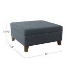 Luxury 32” Navy Storage Ottoman with Lift-Off Lid