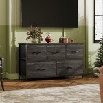 5-Drawer Fabric Dresser in Charcoal Black