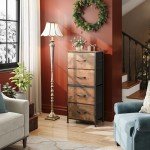 4-Drawer Fabric Dresser Tower with Wood Top
