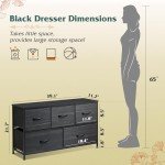 5-Drawer Fabric Dresser in Charcoal Black