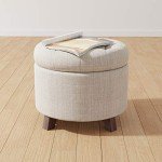 Tufted Round Upholstered Ottoman with Storage