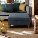 Luxury 32” Navy Storage Ottoman with Lift-Off Lid