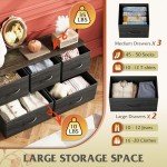 5-Drawer Fabric Dresser in Charcoal Black