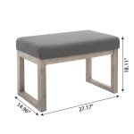 27-Inch Grey Rectangle Ottoman Bench for Home