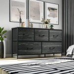 5-Drawer Fabric Dresser in Charcoal Black