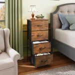 4-Drawer Fabric Dresser Tower with Wood Top