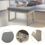 27-Inch Grey Rectangle Ottoman Bench for Home