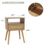 Mid Century Modern Brown Rattan Nightstand