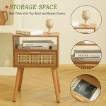 Mid Century Modern Brown Rattan Nightstand