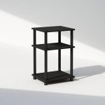 Furinno 3-Tier Open Storage Nightstand - Americano/Black