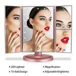 Lighted Tri-Fold Vanity Mirror with 21 LEDs