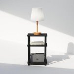 Furinno 3-Tier Open Storage Nightstand - Americano/Black