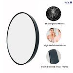 Black 24-Inch Round Wall Mirror with Metal Frame