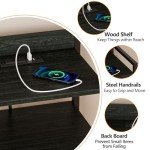 Black Night Stand with Charging Station & Drawers