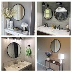 Black 24-Inch Round Wall Mirror with Metal Frame